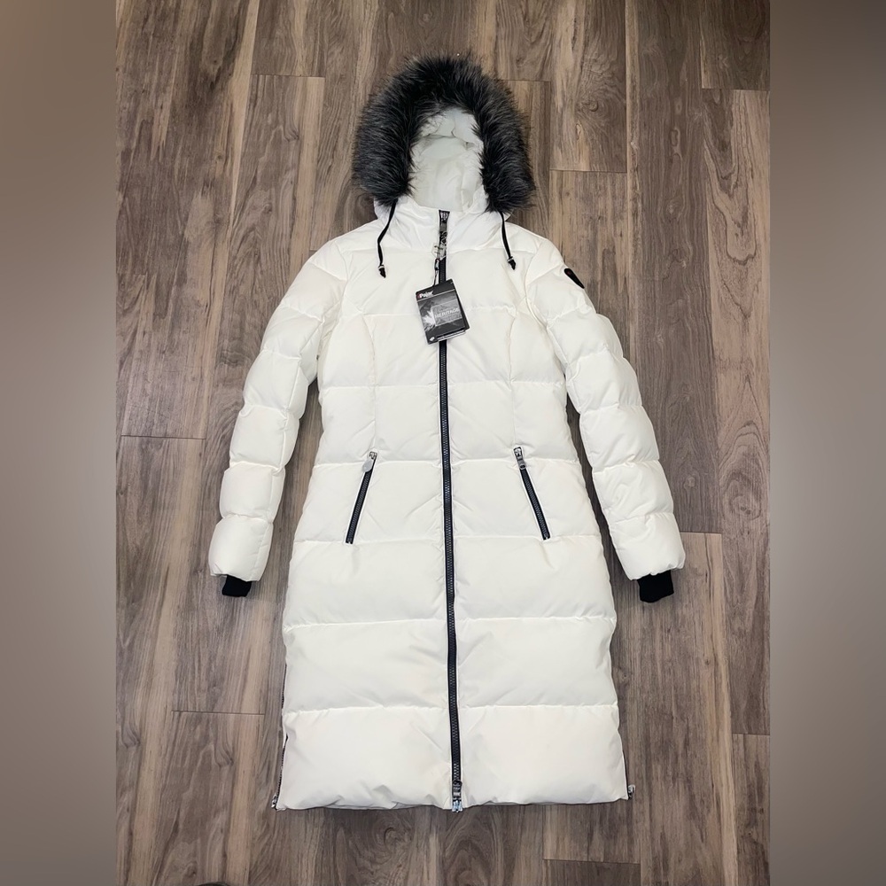 Pajar Canada Women's Down Hooded Faux Fur Puffer Coat White SZ Medium MSRP 599$